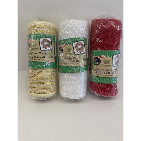 Crafter's Square Christmas Mix of 6 in. Decorative Mesh, 6in x 5-yd. 3 Rolls - Picture 1 of 10